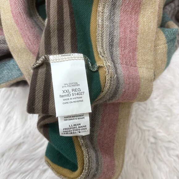 LL Bean Men's Comfort Stretch Piqué Quarter Zip Pullover Sweater Stripe Sz XXL - Picture 9 of 11